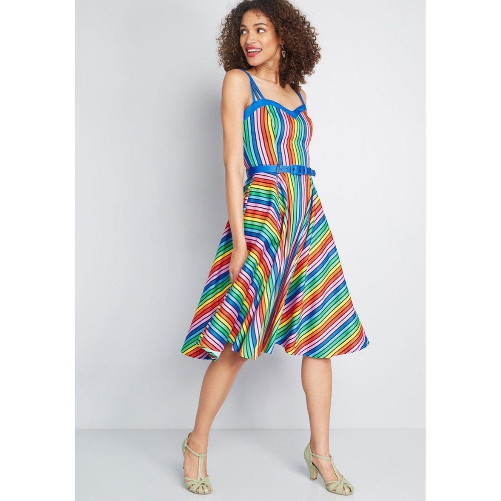 Collectif X Modcloth Rainbow Bright Stripes Nova Dress XXS